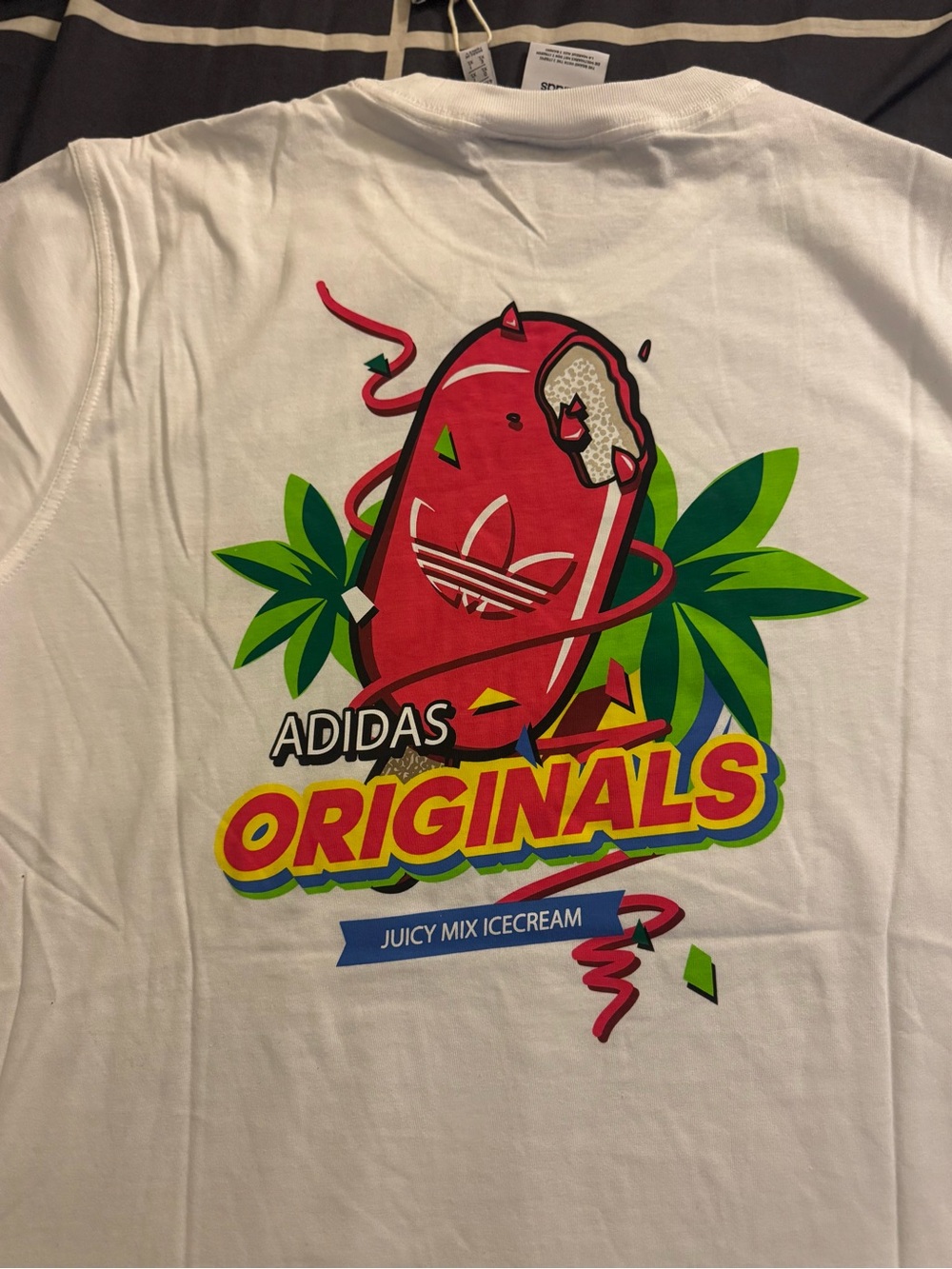 Brand NEW‼️ Men’s Adidas White Tee with Red & Green Ice Cream Graphic🍦🍡